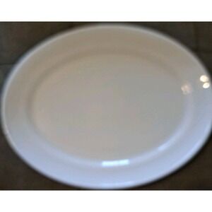 Vintage Crown Corning Oval Gold Rim White Opal Milk Glass 13" X 10.25"‎ Platter